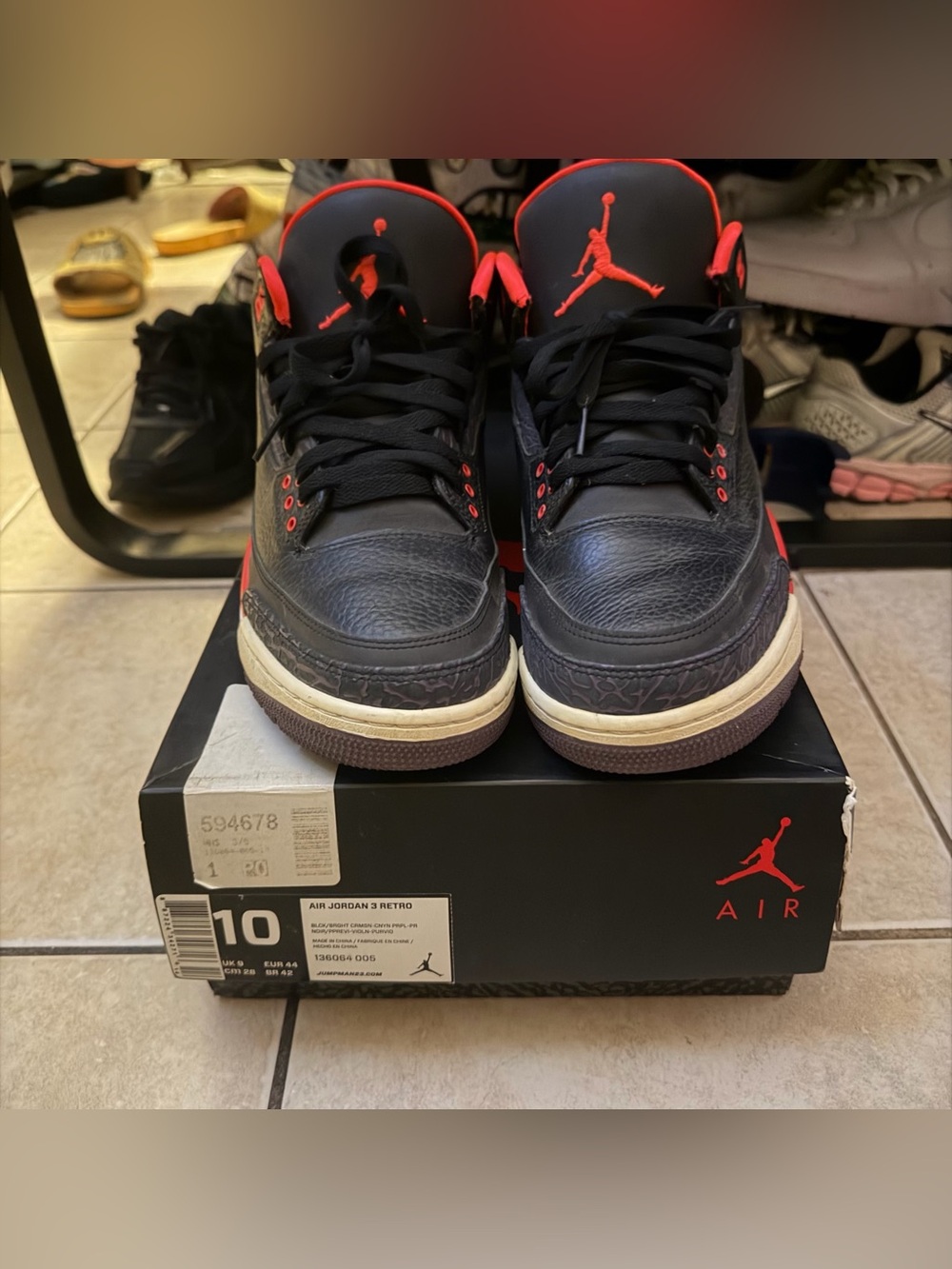 Size 10 - Air Jordan 3 Retro Crimson